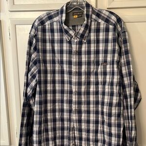 Blue and White Casual Plaid Button Down Shirt